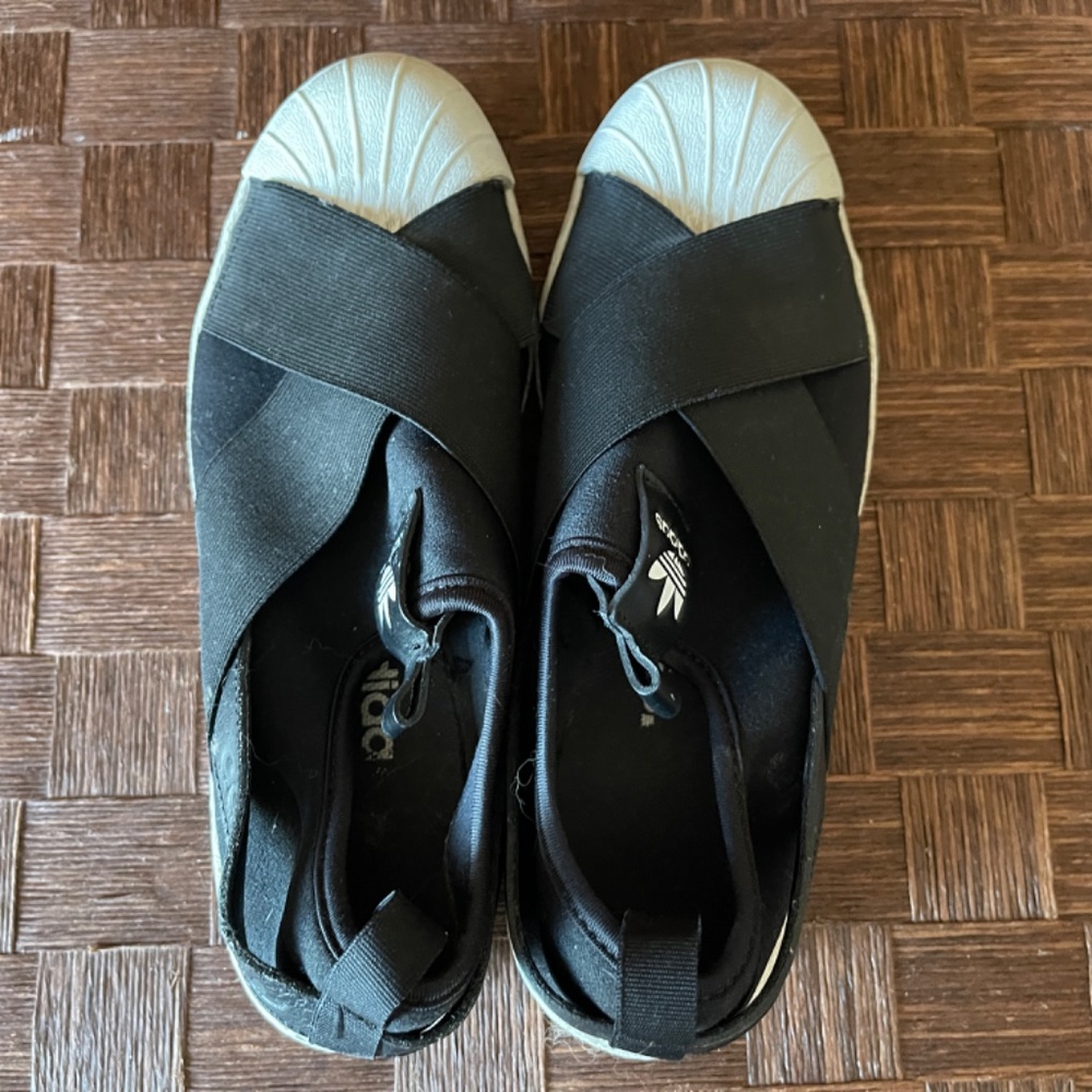 Adidas Women’s Black Slip-On Shell-Toe Sneakers